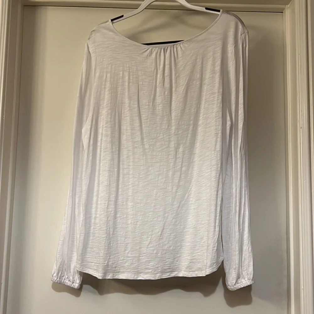 NYDJ Large White Split-Sleeve Tee - Picture 5 of 9